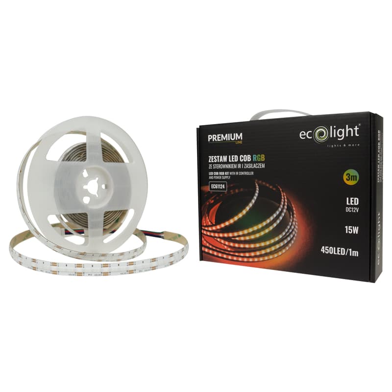 ZESTAW Taśma LED COB RGB 450 12 V 15 W/m IP20 /3 m/