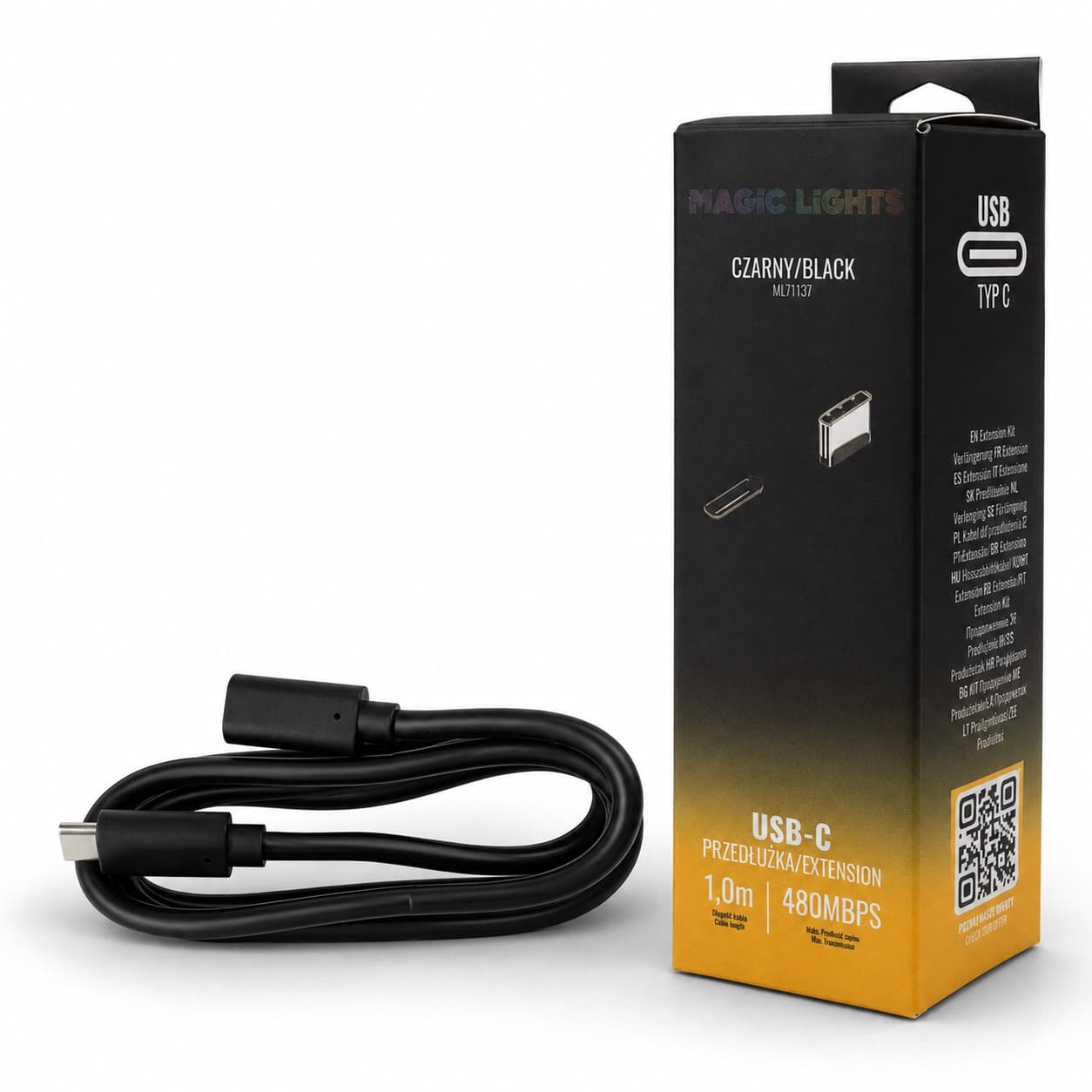 Przedłużka USB-C – USB-C 1 m czarna