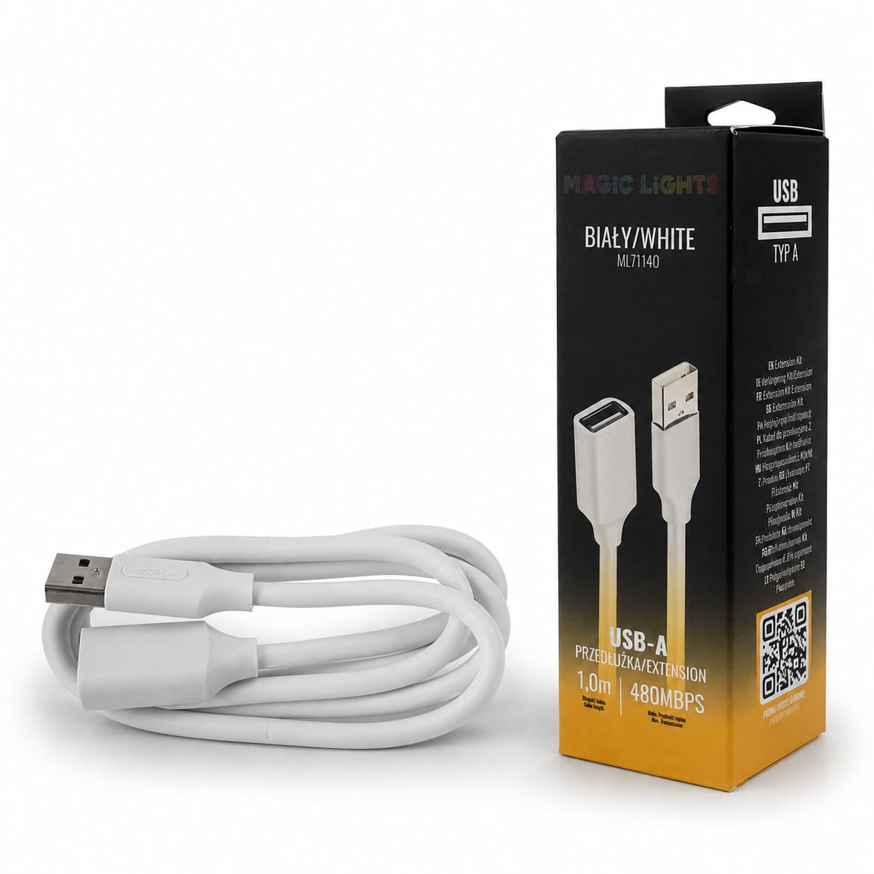 Przedłużka USB-A – USB-A 1 m biała