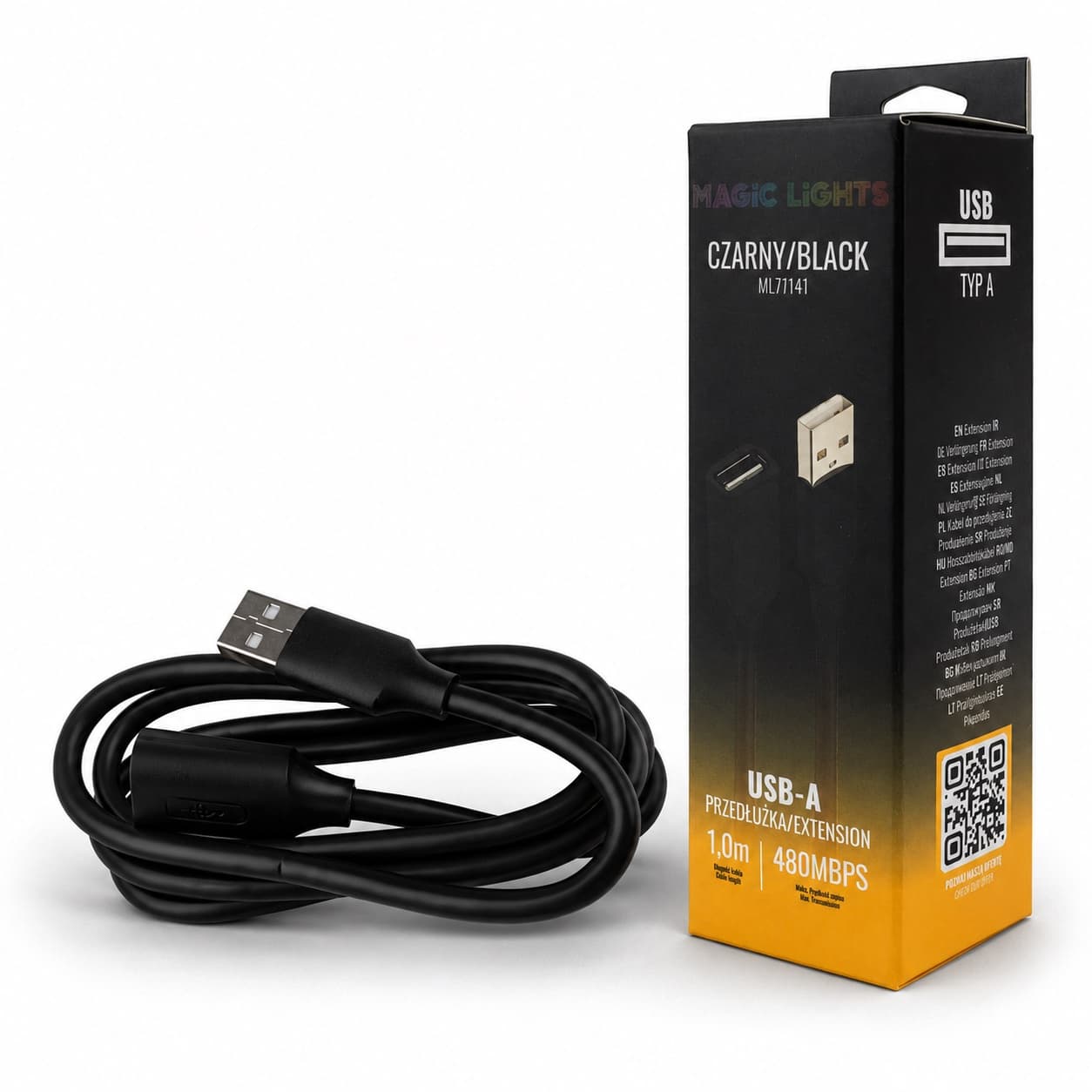 Przedłużka USB-A – USB-A 1 m czarna